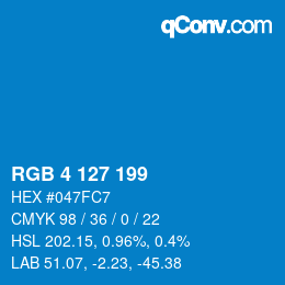 Color code: RGB 4 127 199 | qconv.com