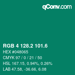 カラーコード: RGB 4 128.2 101.6 | qconv.com