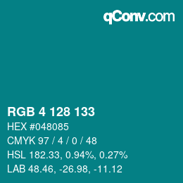 Color code: RGB 4 128 133 | qconv.com