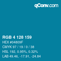 Color code: RGB 4 128 159 | qconv.com