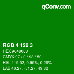 Color code: RGB 4 128 3 | qconv.com