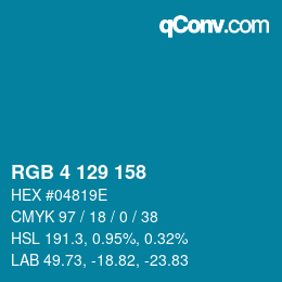 カラーコード: RGB 4 129 158 | qconv.com