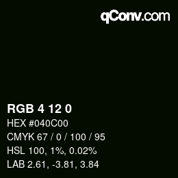 颜色代码: RGB 4 12 0 | qconv.com