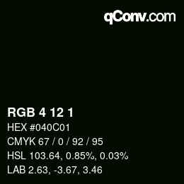 Color code: RGB 4 12 1 | qconv.com