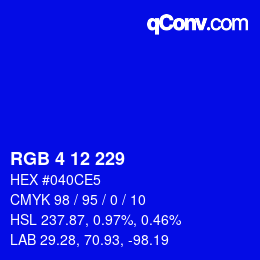 Color code: RGB 4 12 229 | qconv.com