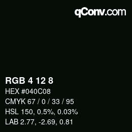 颜色代码: RGB 4 12 8 | qconv.com