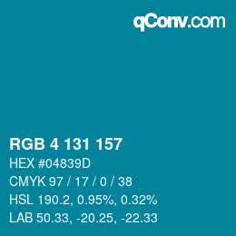 Color code: RGB 4 131 157 | qconv.com