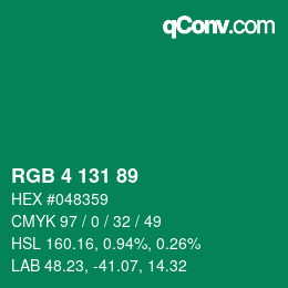 Color code: RGB 4 131 89 | qconv.com