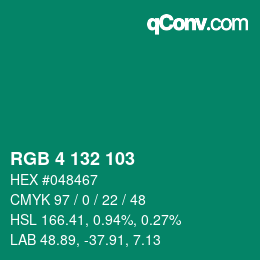 Color code: RGB 4 132 103 | qconv.com