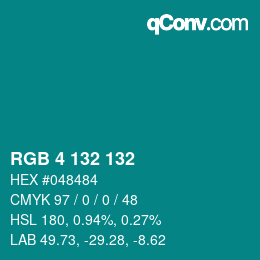Color code: RGB 4 132 132 | qconv.com