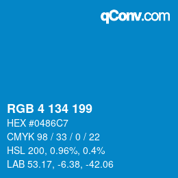 Color code: RGB 4 134 199 | qconv.com