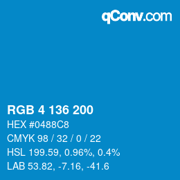 Color code: RGB 4 136 200 | qconv.com
