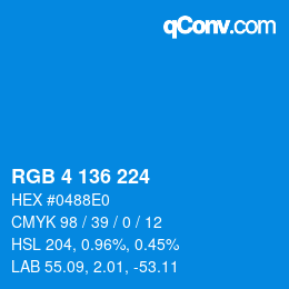 Color code: RGB 4 136 224 | qconv.com