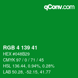 Color code: RGB 4 139 41 | qconv.com