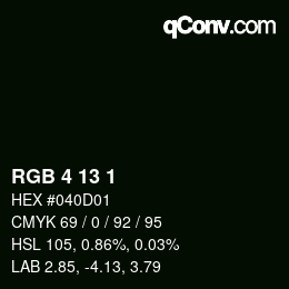 Color code: RGB 4 13 1 | qconv.com