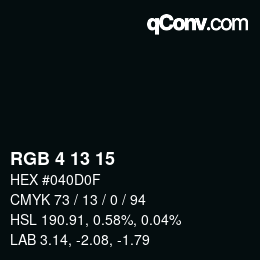 Color code: RGB 4 13 15 | qconv.com