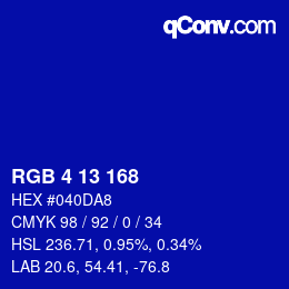 カラーコード: RGB 4 13 168 | qconv.com
