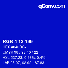 Color code: RGB 4 13 199 | qconv.com