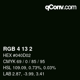 颜色代码: RGB 4 13 2 | qconv.com