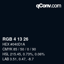 Color code: RGB 4 13 26 | qconv.com