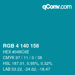 カラーコード: RGB 4 140 158 | qconv.com