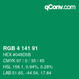Color code: RGB 4 141 91 | qconv.com