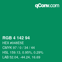 カラーコード: RGB 4 142 94 | qconv.com