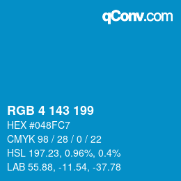 Color code: RGB 4 143 199 | qconv.com