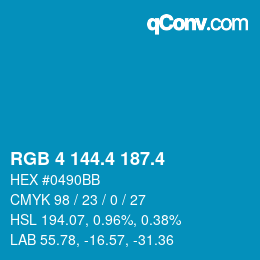 カラーコード: RGB 4 144.4 187.4 | qconv.com