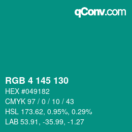 Color code: RGB 4 145 130 | qconv.com