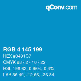 Color code: RGB 4 145 199 | qconv.com