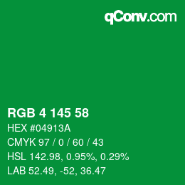 Color code: RGB 4 145 58 | qconv.com