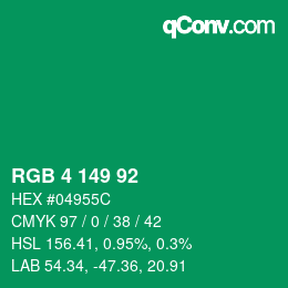 颜色代码: RGB 4 149 92 | qconv.com