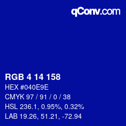 カラーコード: RGB 4 14 158 | qconv.com