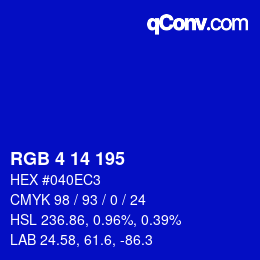 Color code: RGB 4 14 195 | qconv.com