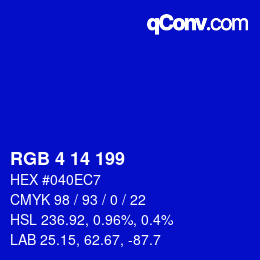 Color code: RGB 4 14 199 | qconv.com