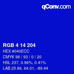 Color code: RGB 4 14 204 | qconv.com