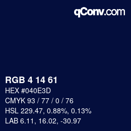 Color code: RGB 4 14 61 | qconv.com