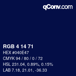 Color code: RGB 4 14 71 | qconv.com