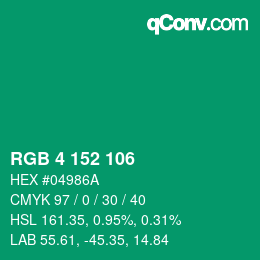 Color code: RGB 4 152 106 | qconv.com