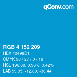カラーコード: RGB 4 152 209 | qconv.com