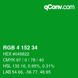 Color code: RGB 4 152 34 | qconv.com