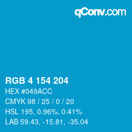 Color code: RGB 4 154 204 | qconv.com