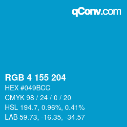 カラーコード: RGB 4 155 204 | qconv.com