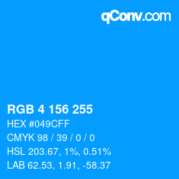 Color code: RGB 4 156 255 | qconv.com
