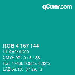 カラーコード: RGB 4 157 144 | qconv.com