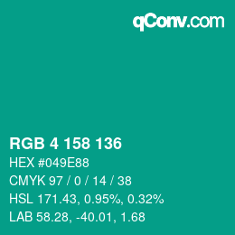 Color code: RGB 4 158 136 | qconv.com