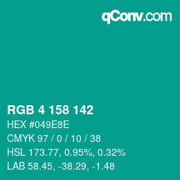 カラーコード: RGB 4 158 142 | qconv.com