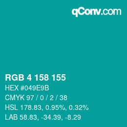Color code: RGB 4 158 155 | qconv.com