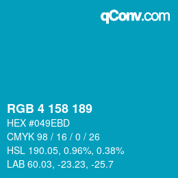 カラーコード: RGB 4 158 189 | qconv.com